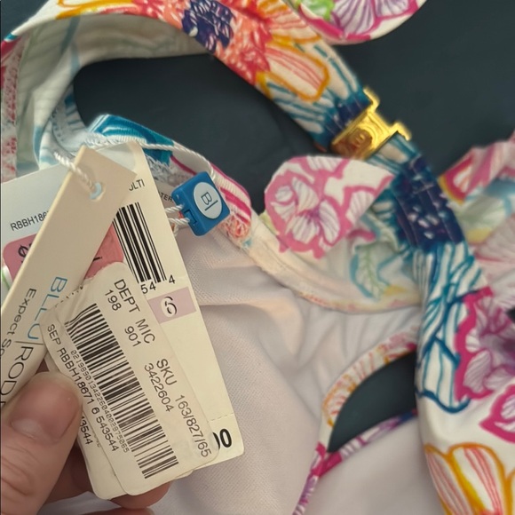 Floral Multicolor Ruffle Bikini Top BNWT Bleu Rod Beattie Nordstrom $85 Retail - Picture 10 of 10
